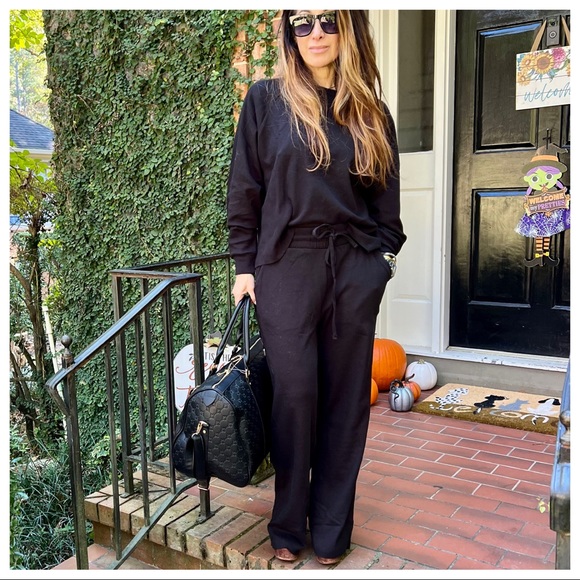 ✨LAST ONE✨Black 100% cotton chic 2 Piece Top and Wide leg pants set - Picture 5 of 6